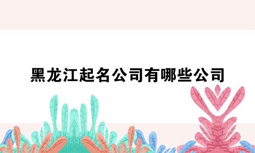 黑龙江起名公司有哪些公司