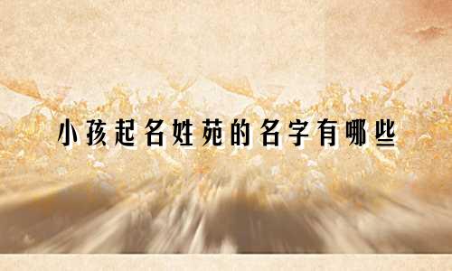 小孩起名姓苑的名字有哪些