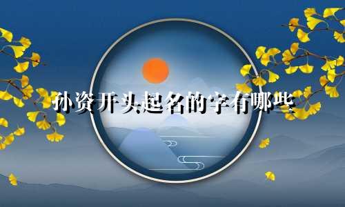 孙资开头起名的字有哪些