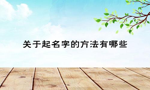 关于起名字的方法有哪些