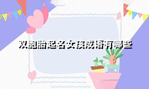 双胞胎起名女孩成语有哪些