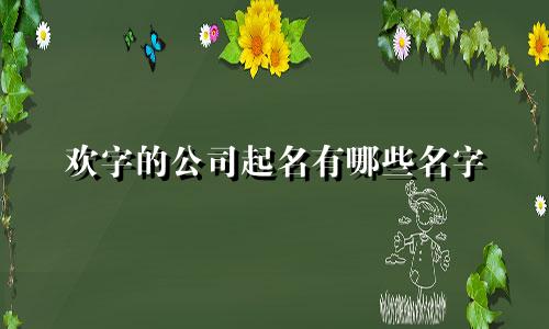 欢字的公司起名有哪些名字