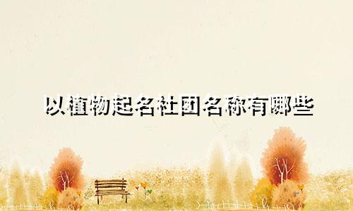 以植物起名社团名称有哪些