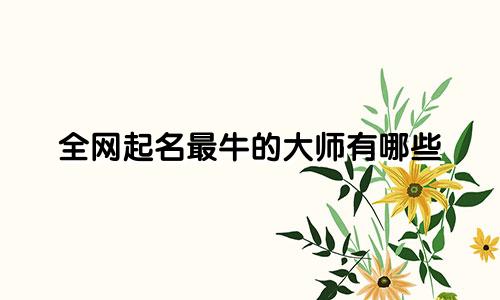 全网起名最牛的大师有哪些