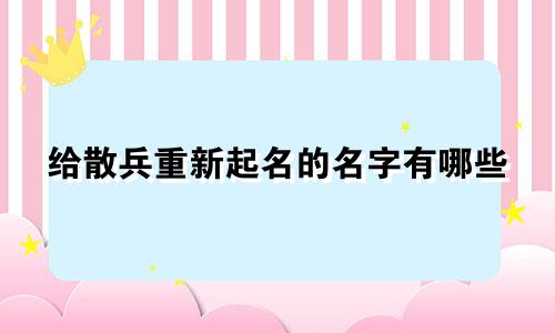 给散兵重新起名的名字有哪些
