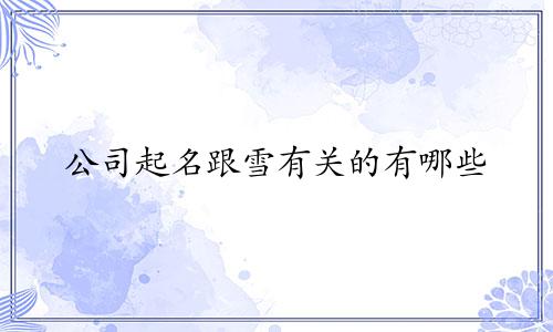 公司起名跟雪有关的有哪些
