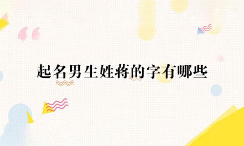 起名男生姓蒋的字有哪些