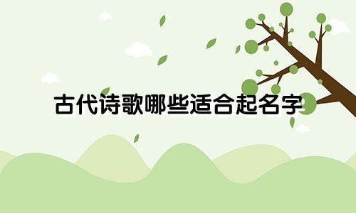 古代诗歌哪些适合起名字