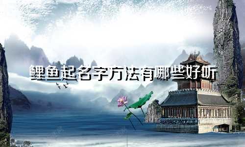鲤鱼起名字方法有哪些好听