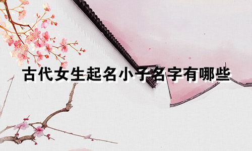 古代女生起名小子名字有哪些