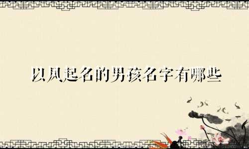 以凤起名的男孩名字有哪些