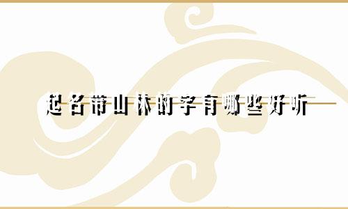起名带山林的字有哪些好听