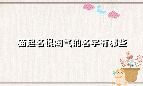 猫起名很淘气的名字有哪些