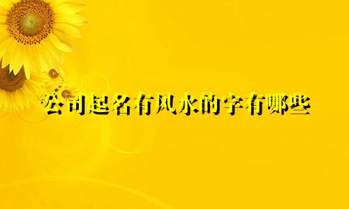 公司起名有风水的字有哪些