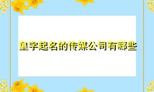 皇字起名的传媒公司有哪些