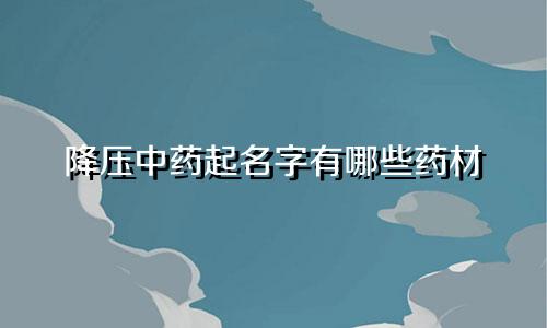 降压中药起名字有哪些药材