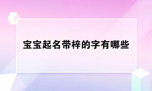 宝宝起名带梓的字有哪些