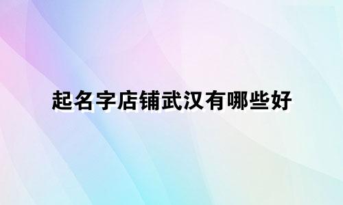 起名字店铺武汉有哪些好