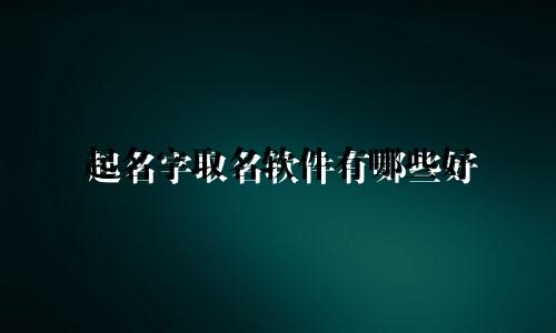 起名字取名软件有哪些好