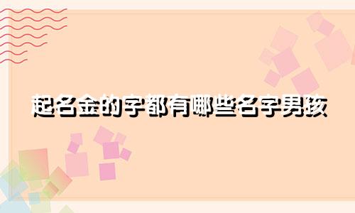 起名金的字都有哪些名字男孩