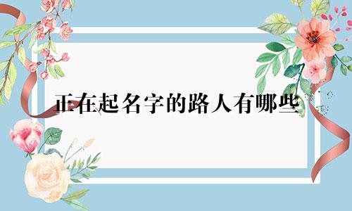 正在起名字的路人有哪些