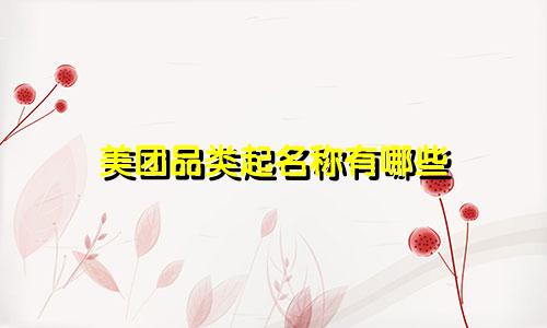 美团品类起名称有哪些