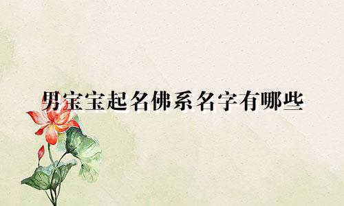男宝宝起名佛系名字有哪些