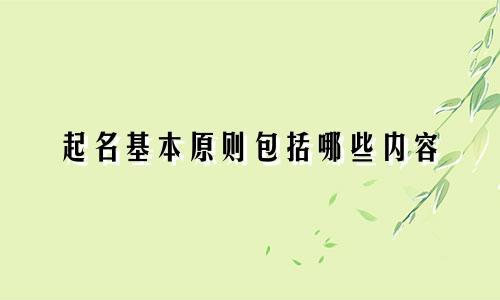 起名基本原则包括哪些内容