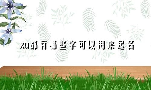 xu都有哪些字可以用来起名