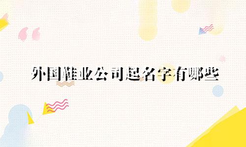 外国鞋业公司起名字有哪些
