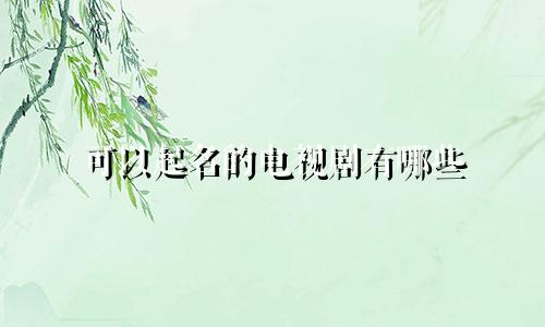 可以起名的电视剧有哪些