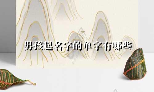 男孩起名字的单字有哪些