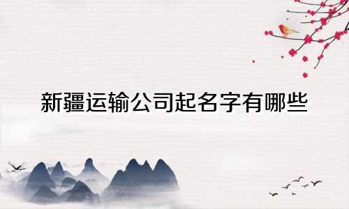 新疆运输公司起名字有哪些