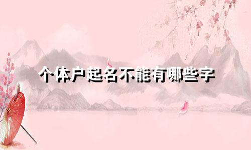 个体户起名不能有哪些字