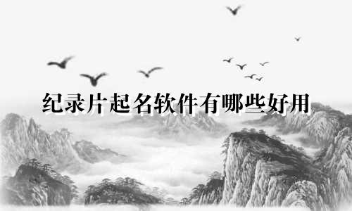 纪录片起名软件有哪些好用