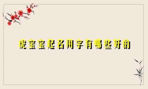 虎宝宝起名用字有哪些好的