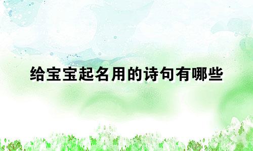 给宝宝起名用的诗句有哪些