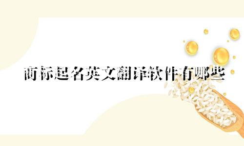 商标起名英文翻译软件有哪些
