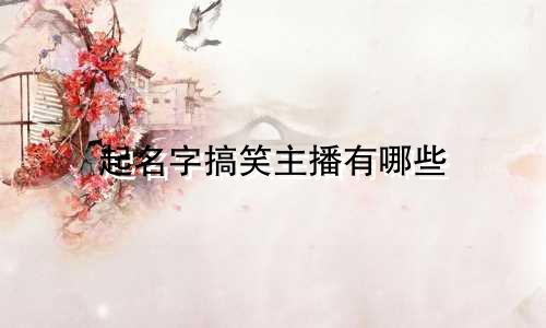 起名字搞笑主播有哪些
