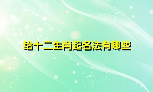 给十二生肖起名法有哪些