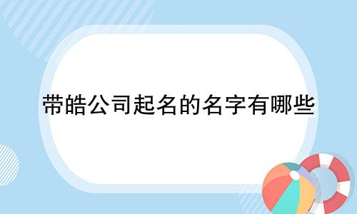 带皓公司起名的名字有哪些