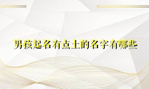 男孩起名有点土的名字有哪些