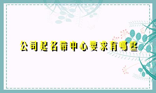 公司起名带中心要求有哪些