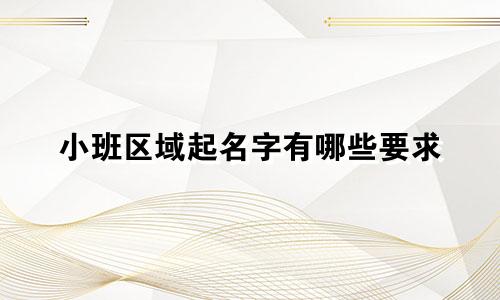 小班区域起名字有哪些要求
