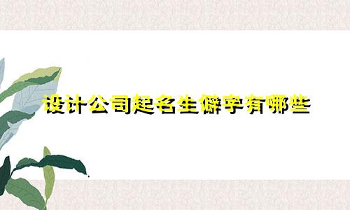 设计公司起名生僻字有哪些