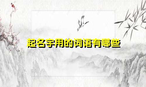 起名字用的词语有哪些