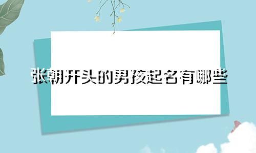 张朝开头的男孩起名有哪些