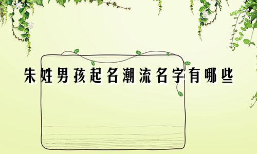 朱姓男孩起名潮流名字有哪些