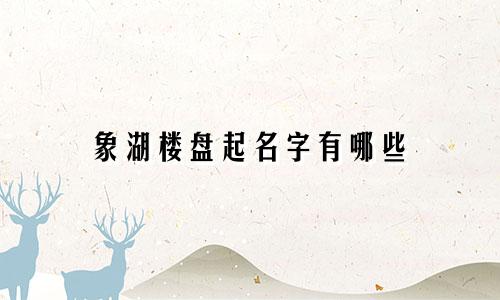 象湖楼盘起名字有哪些