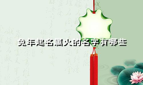 兔年起名属火的名字有哪些